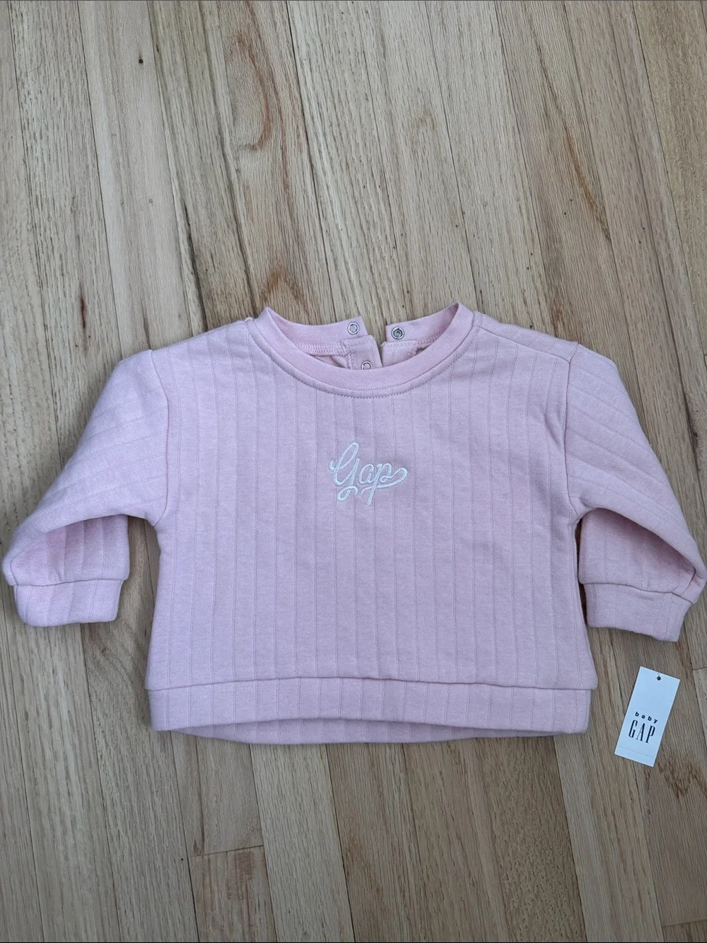GAP Light Pink Ribbed Pullover Sweatshirt